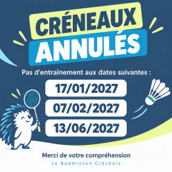 Créneau annulé - Gymnase réservé